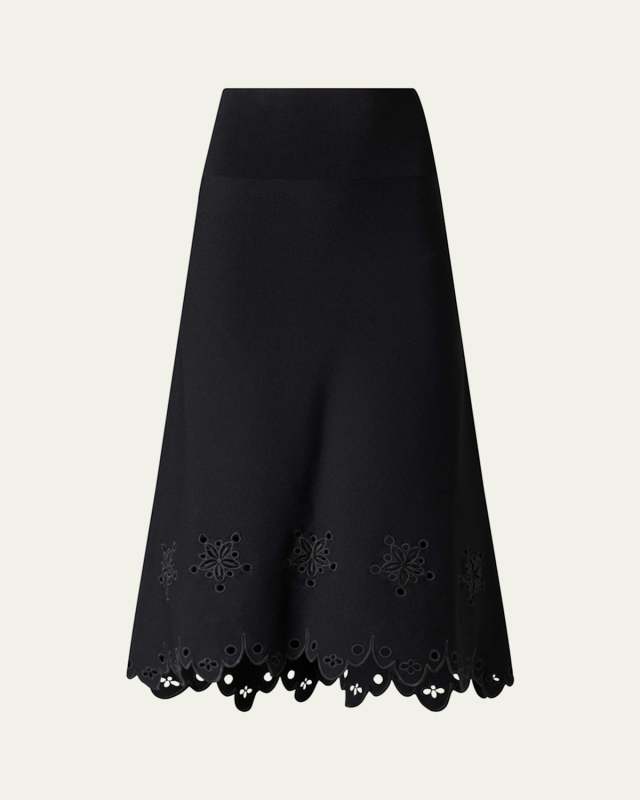 Melly Scallop Cutout Floral Maxi Skirt